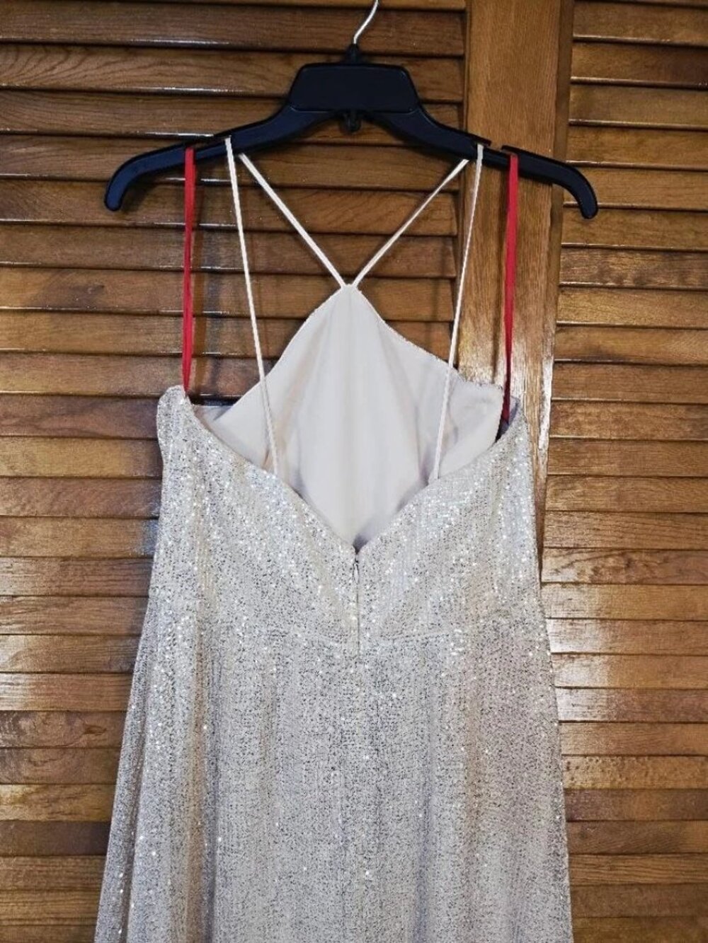 Gold Sequin Halter Midi Dress Size 12 Formal Wedding Guest Evening Gown - Picture 10 of 15
